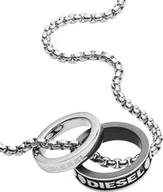 Naszyjniki męskie - Diesel DX1168040 Naszyjnik męski DOUBLE PENDANT Srebrny Czarny 60 cm - miniaturka - grafika 1