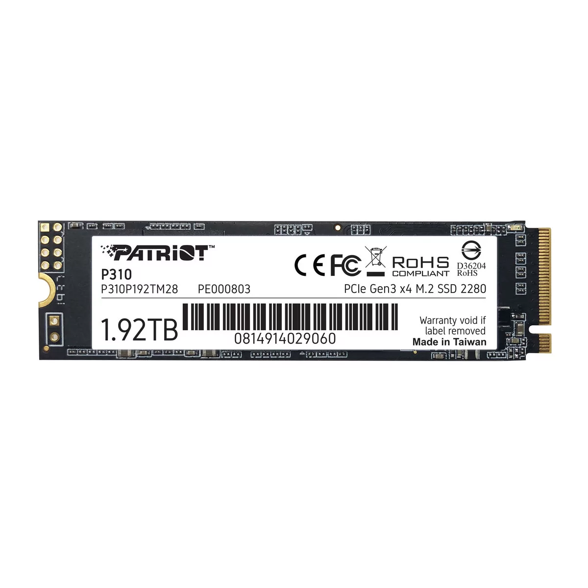 Patriot Dysk SSD P310 1.92TB m.2 2280 2100/1800 PCIe NVMe Gen3 x 4 P310P192TM28