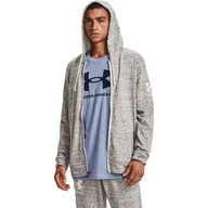 Bluzy sportowe męskie - Męska bluza treningowa UNDER ARMOUR UA RIVAL TERRY FZ HD - biała - miniaturka - grafika 1