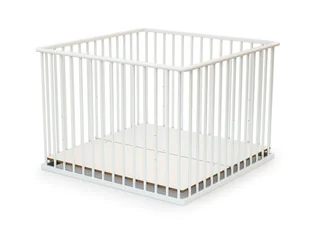 WEBABY - Drewniany kojec dla dziecka Biały 100 x 100 cm - Łóżeczka i kojce - miniaturka - grafika 1