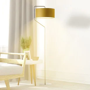 Lampa podłogowa do salonu TESALLIA z musztardowym kloszem - Lampy stojące - miniaturka - grafika 1