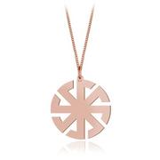 Naszyjniki - Srebrny naszyjnik Słowiański Kołowrót Swarga Swarożyca Swarzyca - rose gold - miniaturka - grafika 1