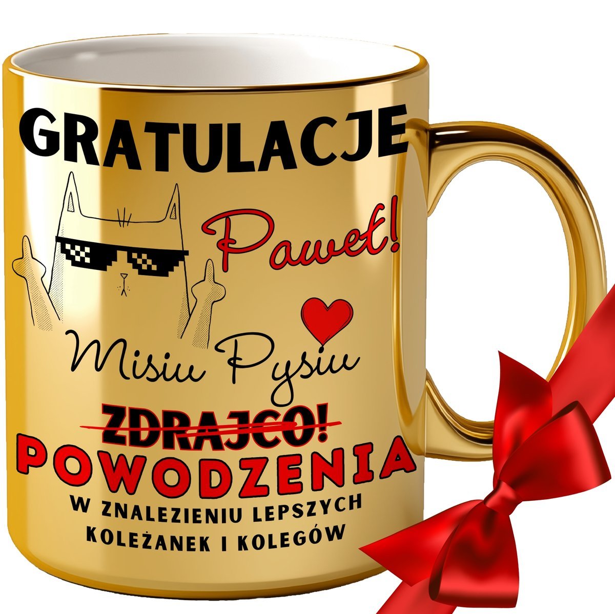 KUBEK NA POŻEGNANIE ODEJŚCIE KOLEŻANKI KOLEGI Z PRACY BIURA GRAWER ZŁOTY