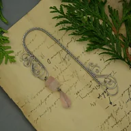 Zakładki do książek - Oryginalna różowa zakładka do książki kwarc wire wrapping - miniaturka - grafika 1