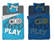 Pościel - Pościel z bawełny, z napisem "Let's play" Fluo, 160x200 cm, 2 elementy - miniaturka - grafika 1