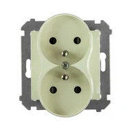 Wyłączniki światła i elektryczne - Simon Gniazdo podwójne 2 x 2P + Z 54 kremowy - miniaturka - grafika 1