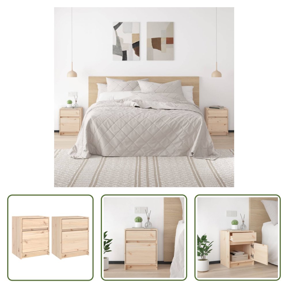 The Living Store Szafki nocne 2 szt. 40x31x50 cm lite drewno sosnowe