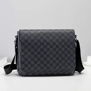 Koreańska wersja męskiej torby na ramię Modna krata Wielofunkcyjna torba Crossbody Casual Messenger Bag Plecak Czarny - Torebki damskie - miniaturka - grafika 1