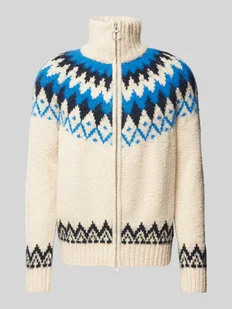 Kurtka z dzianiny z zamkiem błyskawicznym model ‘JACQUARD’ - Swetry męskie - miniaturka - grafika 1