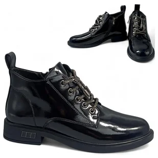 Botki Damskie SKÓRZANE Eleganckie Niskie Jesienne Płaskie Lakier Barski 40 - S.Barski - Botki damskie Botki Damskie SKÓRZANE Eleganckie Niskie Jesienne Płaskie Lakier Barski 40 - S.Barski - Botki damskie - miniaturka - grafika 1