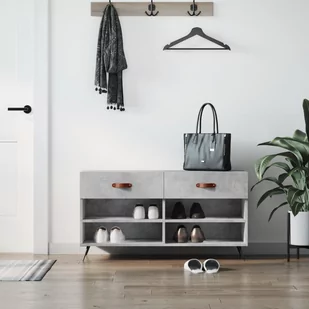 vidaXL Ławka z miejscem na buty, szarość betonu, 102x35x55 cm - Wieszaki i stojaki - miniaturka - grafika 1