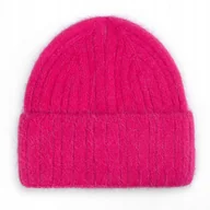 Czapki damskie - CIEPŁA CZAPKA DAMSKA WEŁNIANA OCIEPLANA ZIMOWA NA ZIMĘ 60% Angora RÓŻOWA - miniaturka - grafika 1