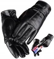 Rękawiczki - Dotykowe Rękawiczki Skórzane Czarne Modne Męskie - miniaturka - grafika 1