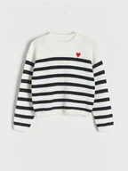 Swetry dla dziewczynek - Reserved - Sweter w paski - wielobarwny - miniaturka - grafika 1