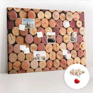 Wielka Tablica Korkowa 100x140 cm z grafiką - Korki do wina + Drewniane Pinezki - Tablice i flipcharty - miniaturka - grafika 1