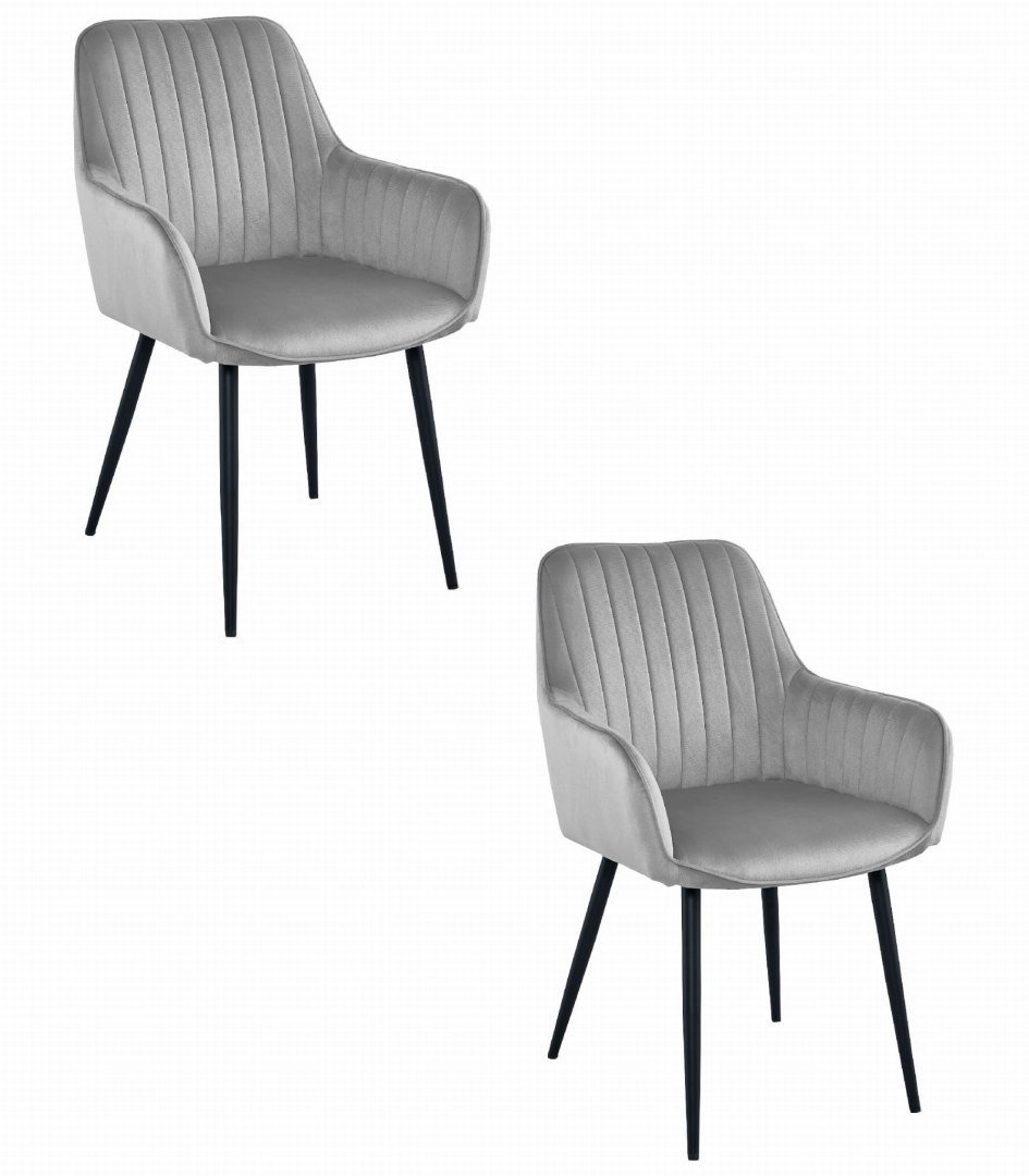 Krzesło SOLDEN - aksamit srebrno-szary / nogi czarne x 2