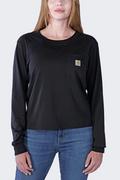 Bluzy sportowe damskie - Koszulka damska z długim rękawem Carhartt Lightweight Pocket N04 czarny - miniaturka - grafika 1