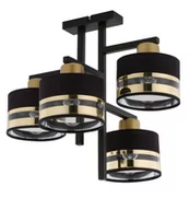 Lampy sufitowe - Sigma czarna lampa sufitowa do salonu 32145 PRO 4 elegancki plafon na 4 żarówki czarno-złoty 32145 - miniaturka - grafika 1