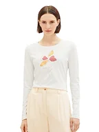 Koszulki i topy damskie - TOM TAILOR Damska koszulka z długim rękawem z nadrukiem, 10315-Whisper White, 3XL - miniaturka - grafika 1