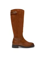 Kozaki damskie - Tommy Hilfiger Oficerki Th Stud Leather Mix Long Boot FW0FW08341 Brązowy - miniaturka - grafika 1
