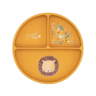 SASSITalerz silikonowy z przyssawką Z PRZEGRÓDKAMI Lew - Miseczki i talerzyki dla dzieci - miniaturka - grafika 1