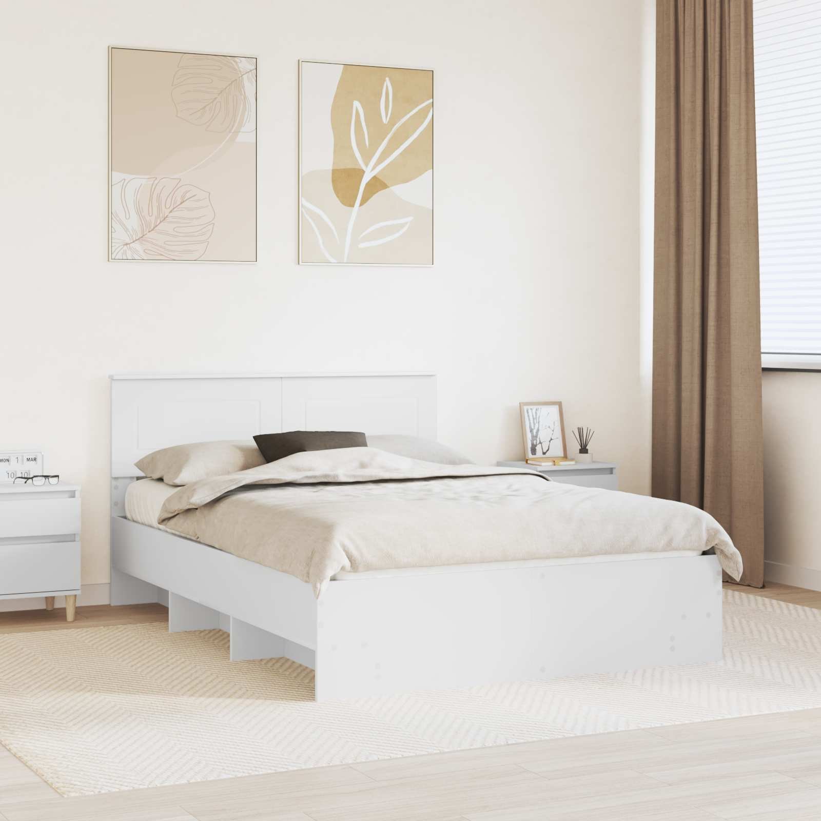 vidaXL Ramka łóżka Biały 140 x 200 cm Materiał drewnopochodny