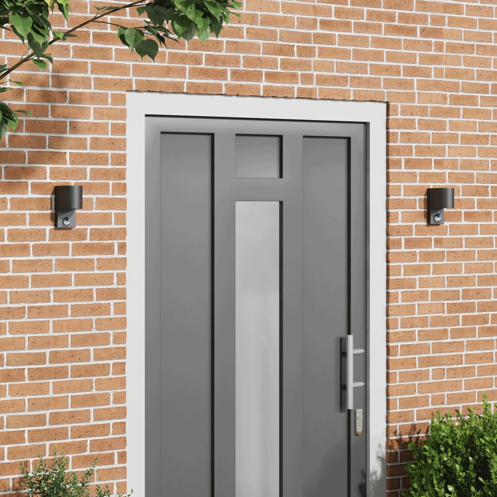 vidaXL Kinkiety na zewnątrz z czujnikiem 2 szt. Czarna stal nierdzewna IP44