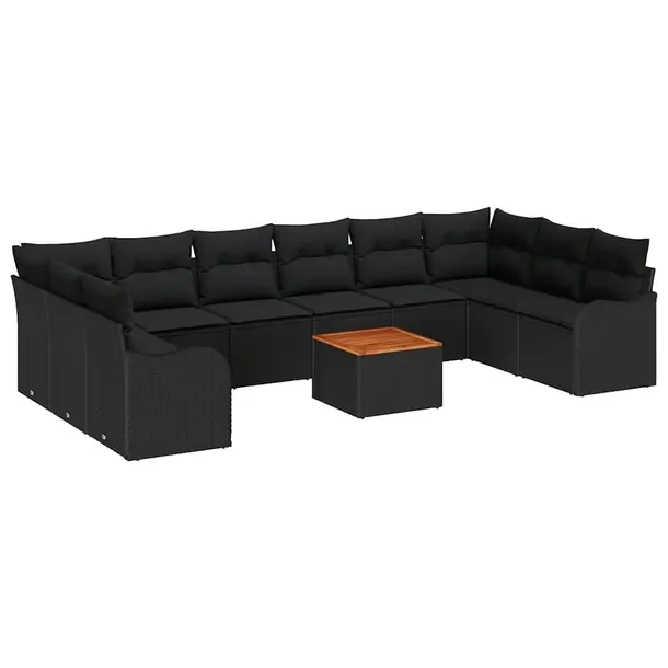 Zestaw Mebli Ogrodowych Modularnych z Rattanu PE, Stal, Czarny, 55x55x37 cm