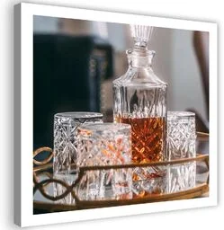 Obraz na płótnie, Whisky - karafka i szklanki 40x40 - Obrazy i zdjęcia na płótnie - miniaturka - grafika 1
