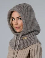 Moda i Uroda OUTLET - Balaklawa damska zimowa – kaptur z alpaki syntetycznej, fango, beż - miniaturka - grafika 1