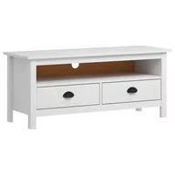 Szafki RTV - vidaXL Szafka TV Hill Range, biała, 110x40x47 cm, lite drewno sosnowe - miniaturka - grafika 1