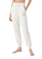 Spodnie damskie - Emporio Armani Damskie spodnie damskie z mankietami z puszystego polaru, Pale Cream, XS - miniaturka - grafika 1