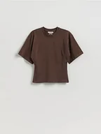 Koszulki i topy damskie - Reserved - Taliowany t-shirt - brązowy - miniaturka - grafika 1