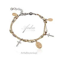 Bransoletki - ankabizuteria.pl Srebrna bransoletka pozłacana i rodowana z Matką Bos - miniaturka - grafika 1