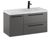 Szafki łazienkowe - Szafka Wisząca Z Umywalką RON 90 cm D Prawa - Titan Mat - Uchwyty Czarne Matowe - miniaturka - grafika 1