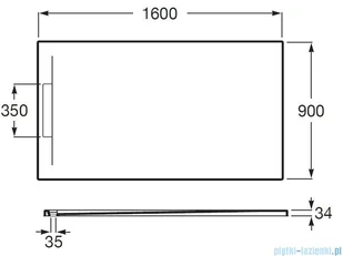 Roca Pyros 160x90cm brodzik prostokątny konglomeratowy perłowy AP90164038401630 | - Brodziki prysznicowe - miniaturka - grafika 2