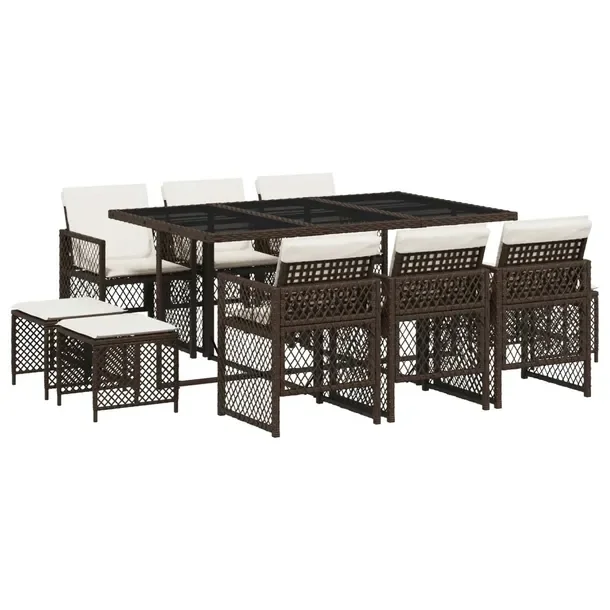 Zestaw mebli ogrodowych brązowy rattan PE 165 x 106 x 73 cm, 6 krzeseł, 4