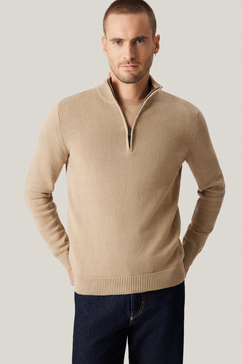 Sweter Rozpinany Beżowy z Bawełny PM13