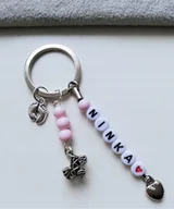 Breloki - Różowy Brelok Breloczek Do Kluczy Wózek Stopy Imię - miniaturka - grafika 1