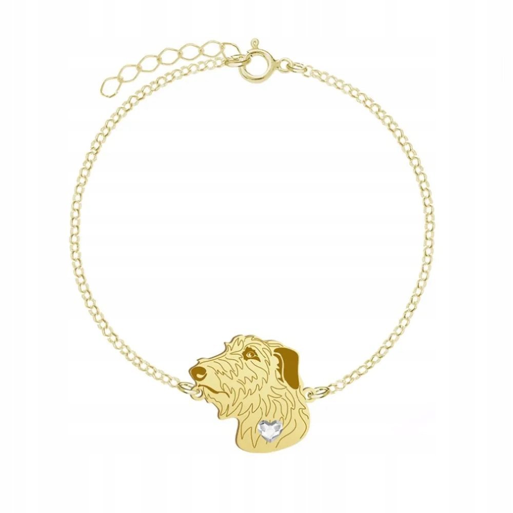 Bransoletka Złota z psem Chart Szkocki 925 Biżuteria Prezent GRAWER GRATIS