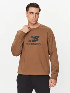 New Balance Bluza Essentials Stacked Logo French Terry Crewneck MT31538 Brązowy Regular Fit - Bluzy męskie - miniaturka - grafika 1