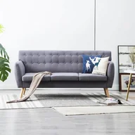 Sofy i kanapy - vidaXL 3-osobowa sofa tapicerowana tkaniną, 172x70x82 cm, jasnoszara - miniaturka - grafika 1