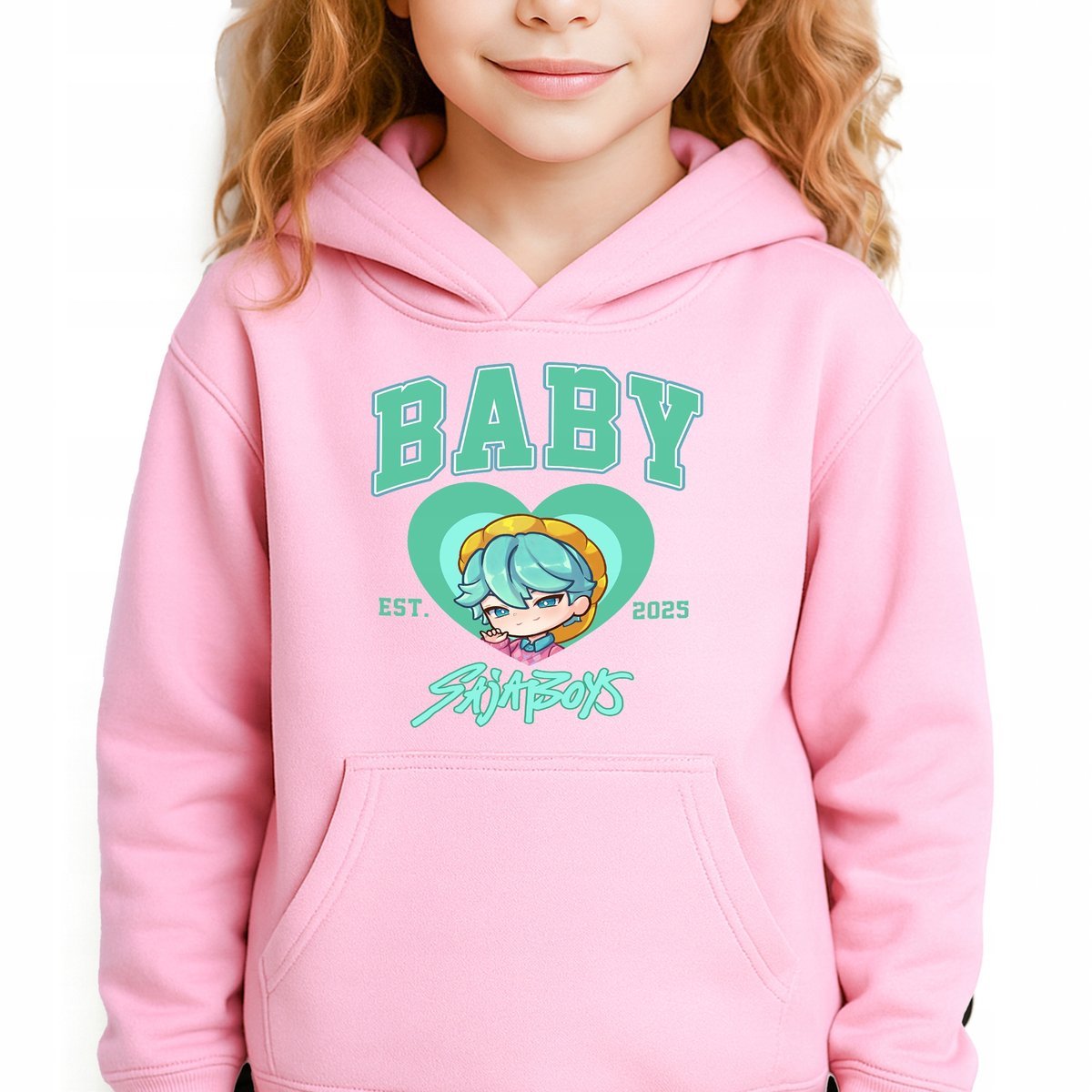 Bluza Dziecięca Różowa Z Kapturem BABY SAJABOYS Muzyka Wzory Rozmiar 116 cm