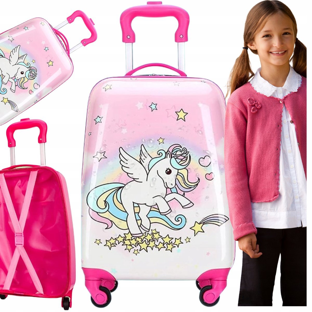 WALIZKA DZIECIĘCA PODRÓŻNA BAGAŻ DZIECI JEŻDŻĄCA NA KÓŁKACH KABINOWA