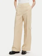 Spodnie damskie - Calvin Klein Spodnie materiałowe K20K208168 Beżowy Wide Leg - miniaturka - grafika 1