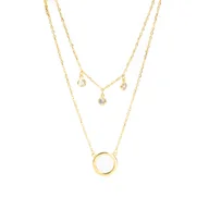 Naszyjniki - Pozłacany podwójny naszyjnik 925 Koło Cyrkonie - miniaturka - grafika 1