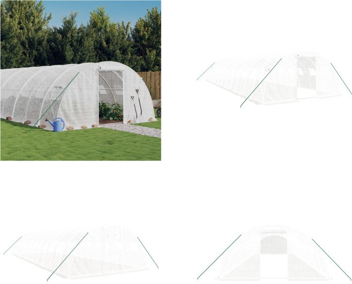 vidaXL Szklarnia z ramą stalową biała 48 m² 12x4x2 m - Szklarnia - Szklarnie - Tunel foliowy - Szklarnia wolnostojąca