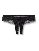 Majtki damskie - Obsessive Stringi z otwartym krokiem, koronka z błyszczącymi kamieniami czarny rozmiar S/M - miniaturka - grafika 1