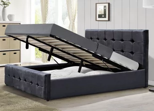 ŁÓŻKO Z MATERACEM TAPICEROWANE 160X200 SFG015P CHARCOAL CIEMNY POPIEL - Łóżka - miniaturka - grafika 1