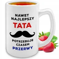 Kubki - KUBEK DUŻY Nawet Najlepszy Tata Potrzebuje Przerwy BIAŁY CERAMICZNY WZORY - miniaturka - grafika 1